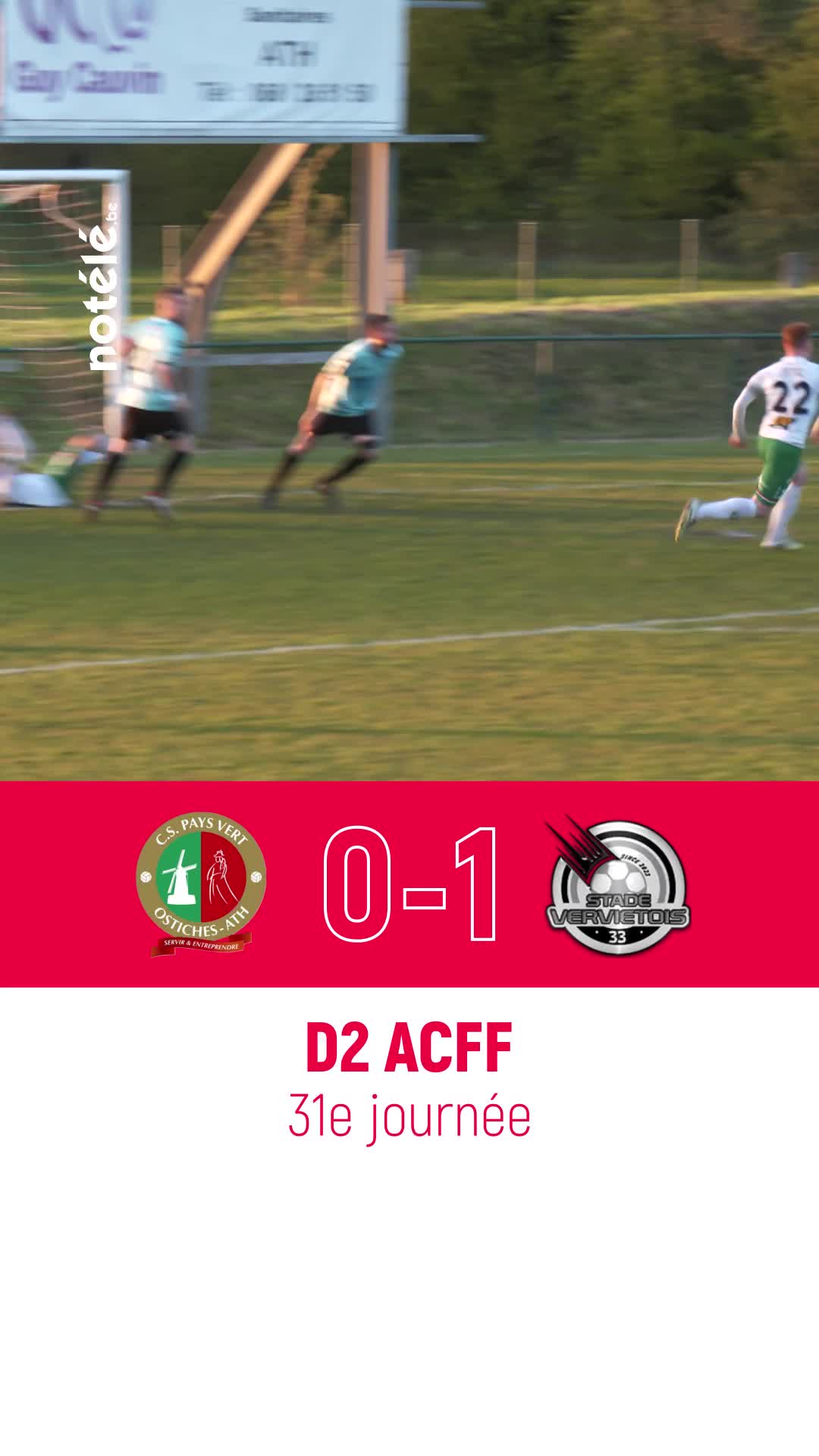 Football D2 ACFF : le Pays Vert s\u0027est incliné contre Verviers\u002c sur un splendide but des visiteurs