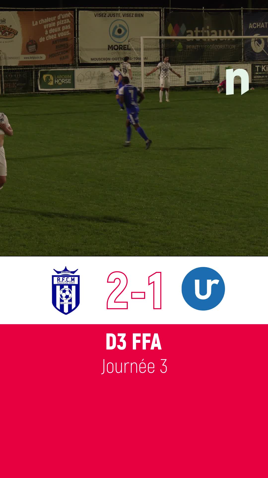 Football D3 FFA : Molenbaix s\u0027impose contre l\u0027Union Rochefortoise B