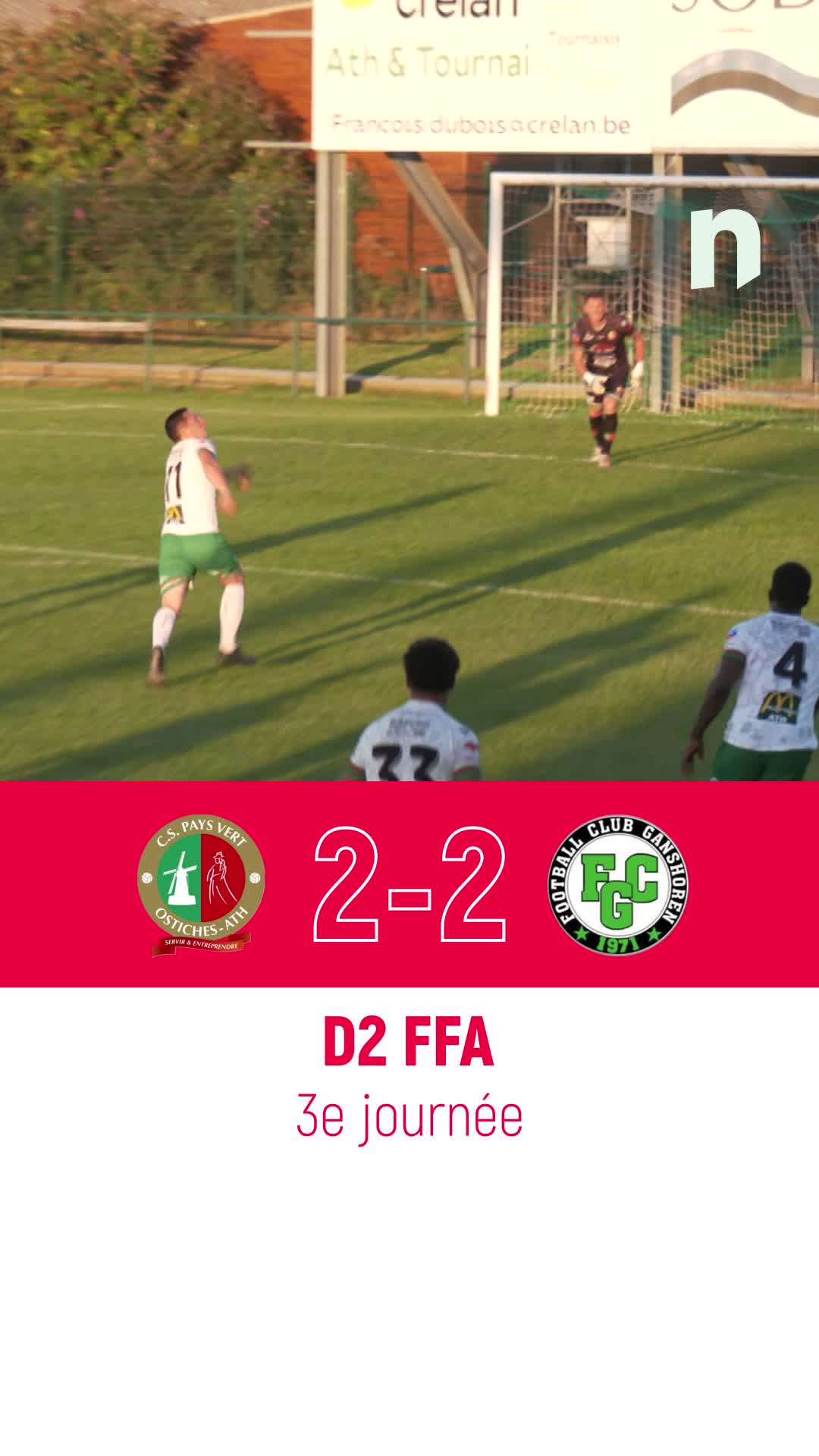 Football D2 FFA : les temps forts de la rencontre entre le Pays Vert et  Ganshoren