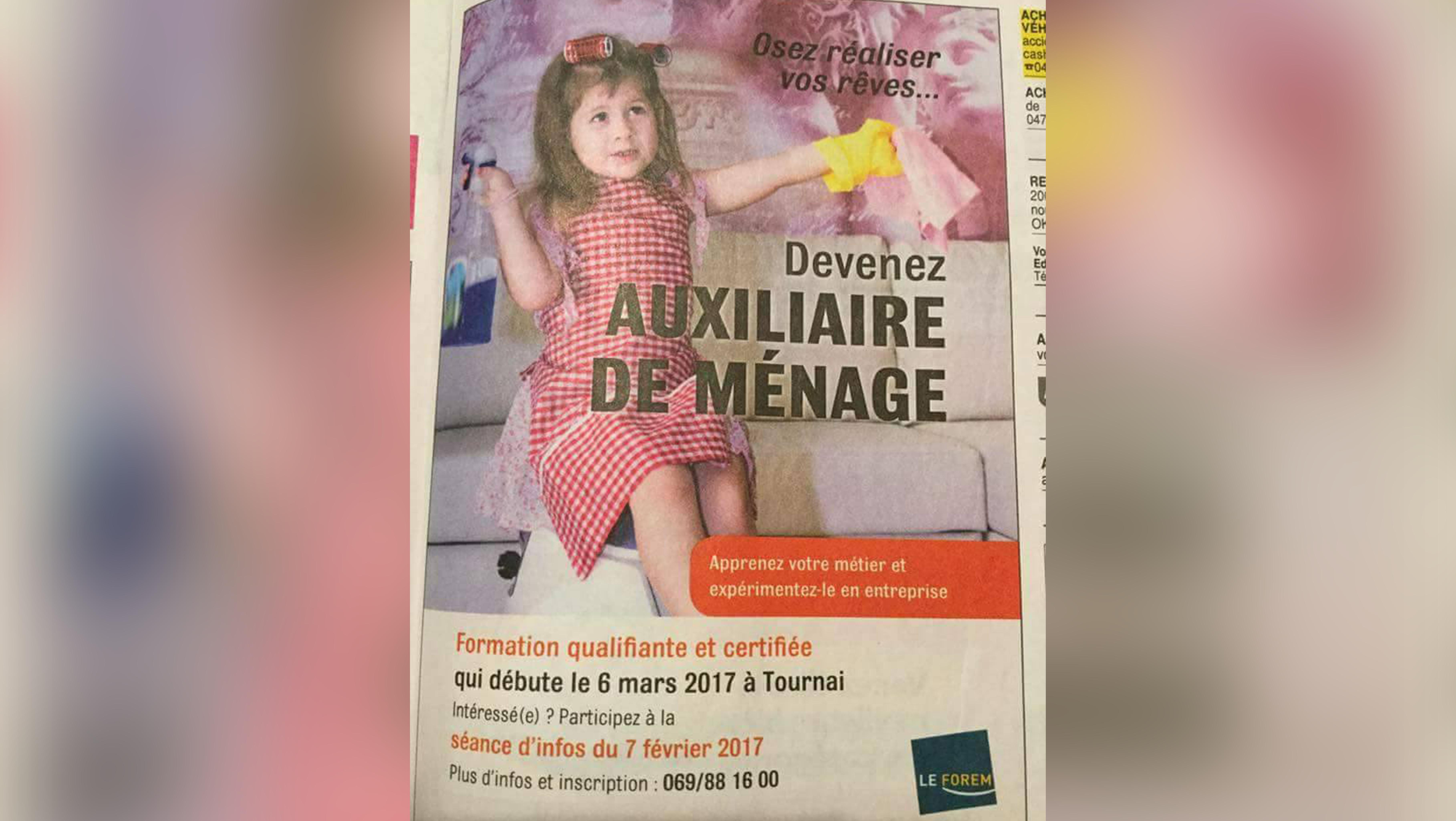 Une affiche sexiste du Forem qui passe mal!