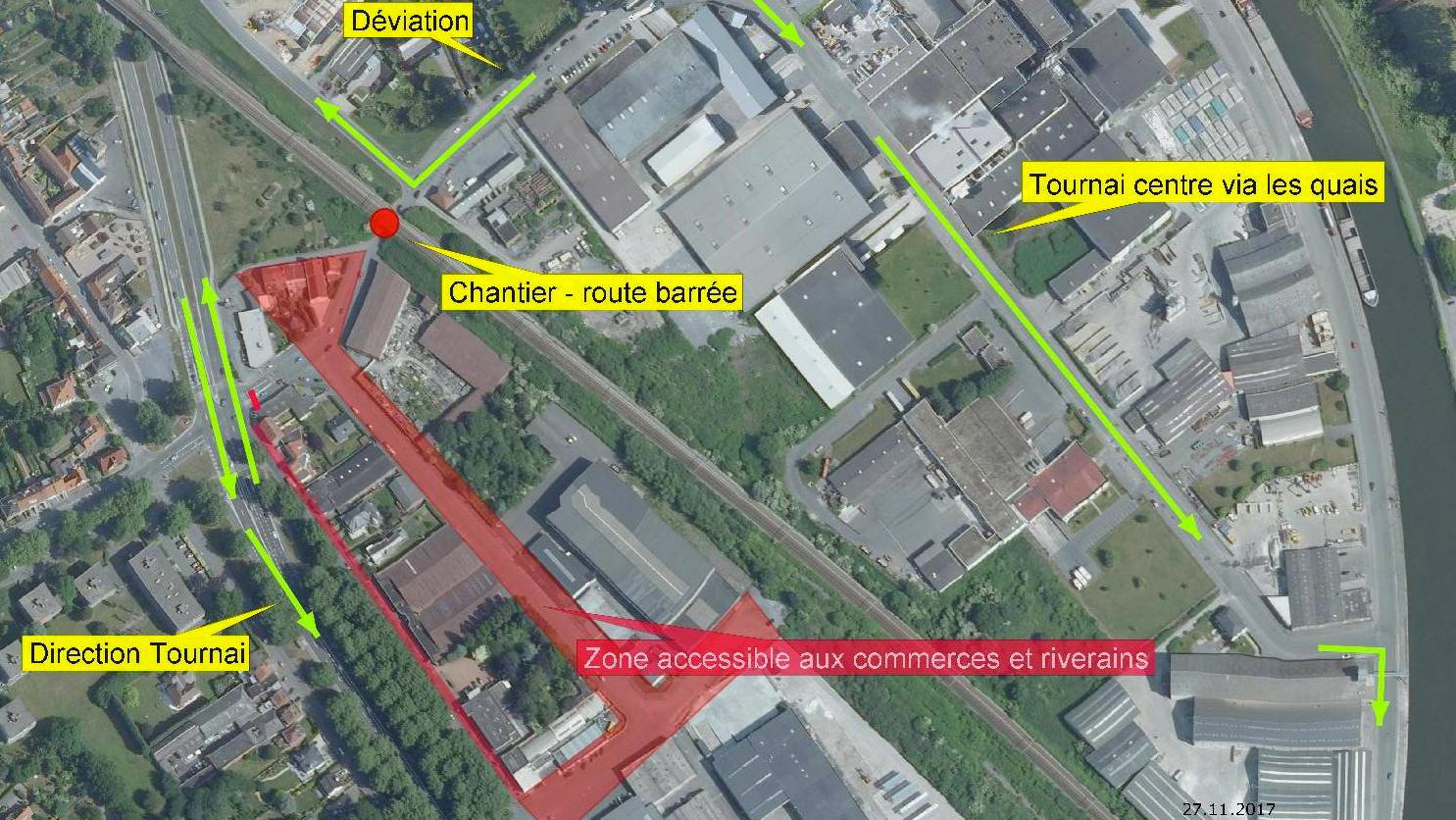 Circulation interdite à la rue de la Borgnette sous le pont SNCB
