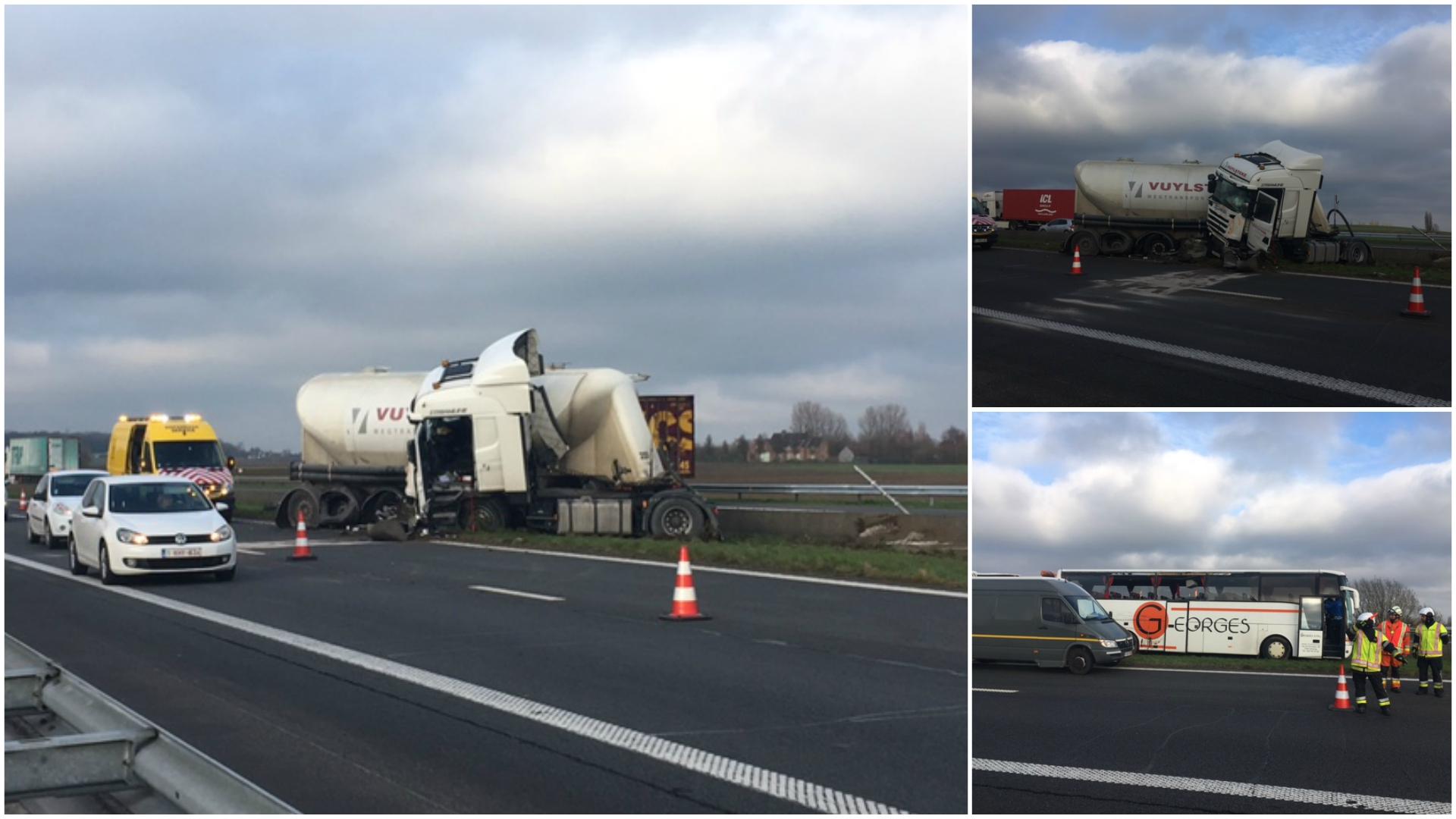 Deux camions et un bus impliqués dans un accident sur l'A17