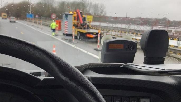 Un Lidar dans la zone de travaux du pont de Pommeroeul