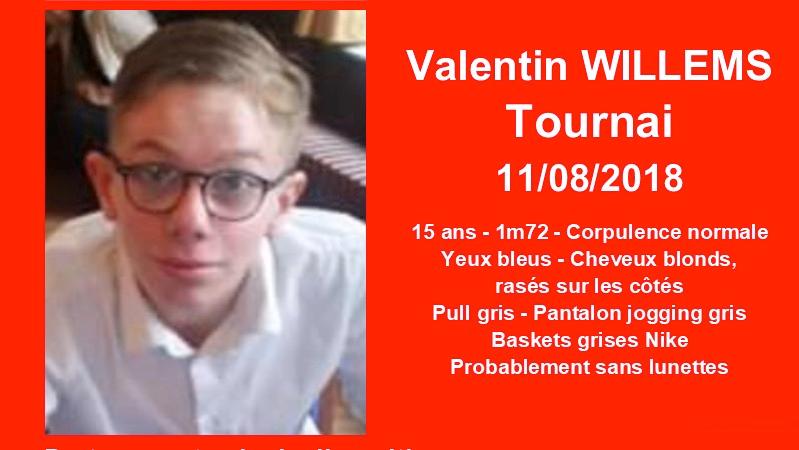 Valentin Willems a été retrouvé sain et sauf