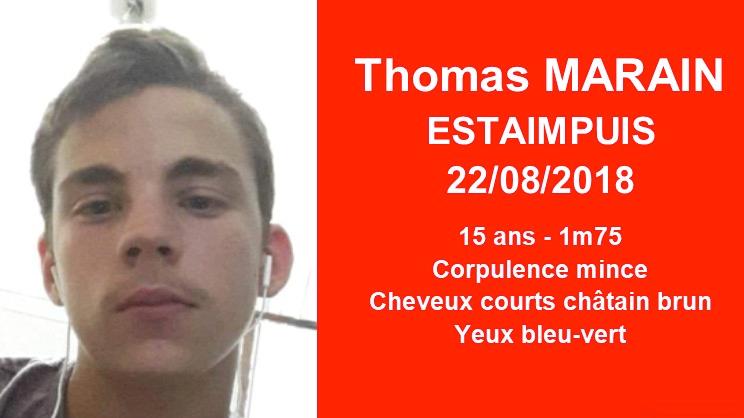 Thomas Marain, 15 ans, a été retrouvé
