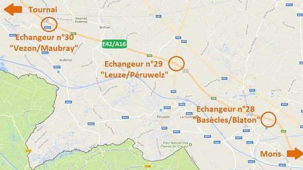 E42/A16: plusieurs bretelles seront fermées dans des prochaines semaines