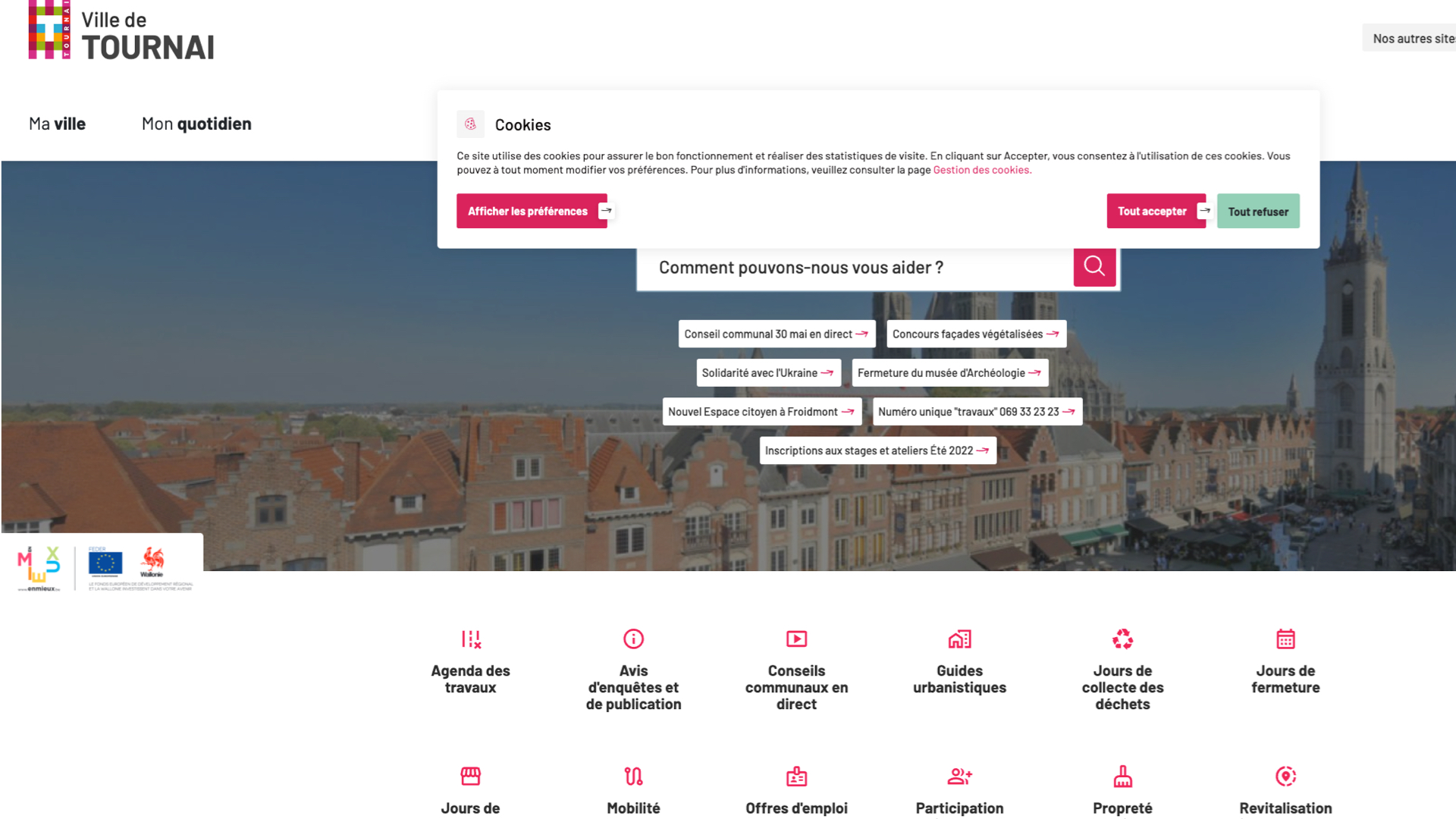La Ville de Tournai dispose d'un nouveau site web
