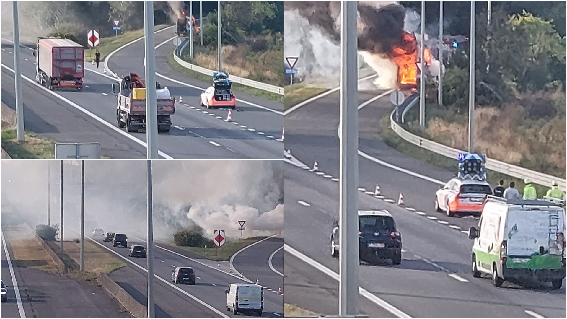 E403 : une camionnette en feu provoque la fermeture de la sortie Templeuve