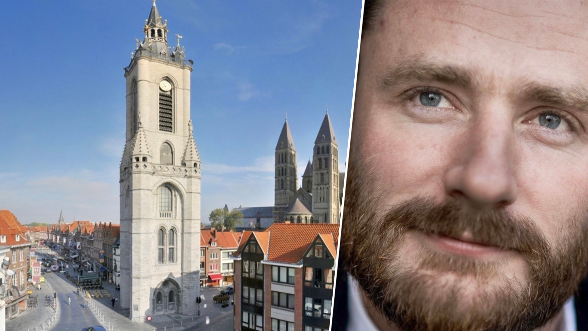 Une immense bâche de soutien à Olivier Vandecasteele va recouvrir le Beffroi de Tournai