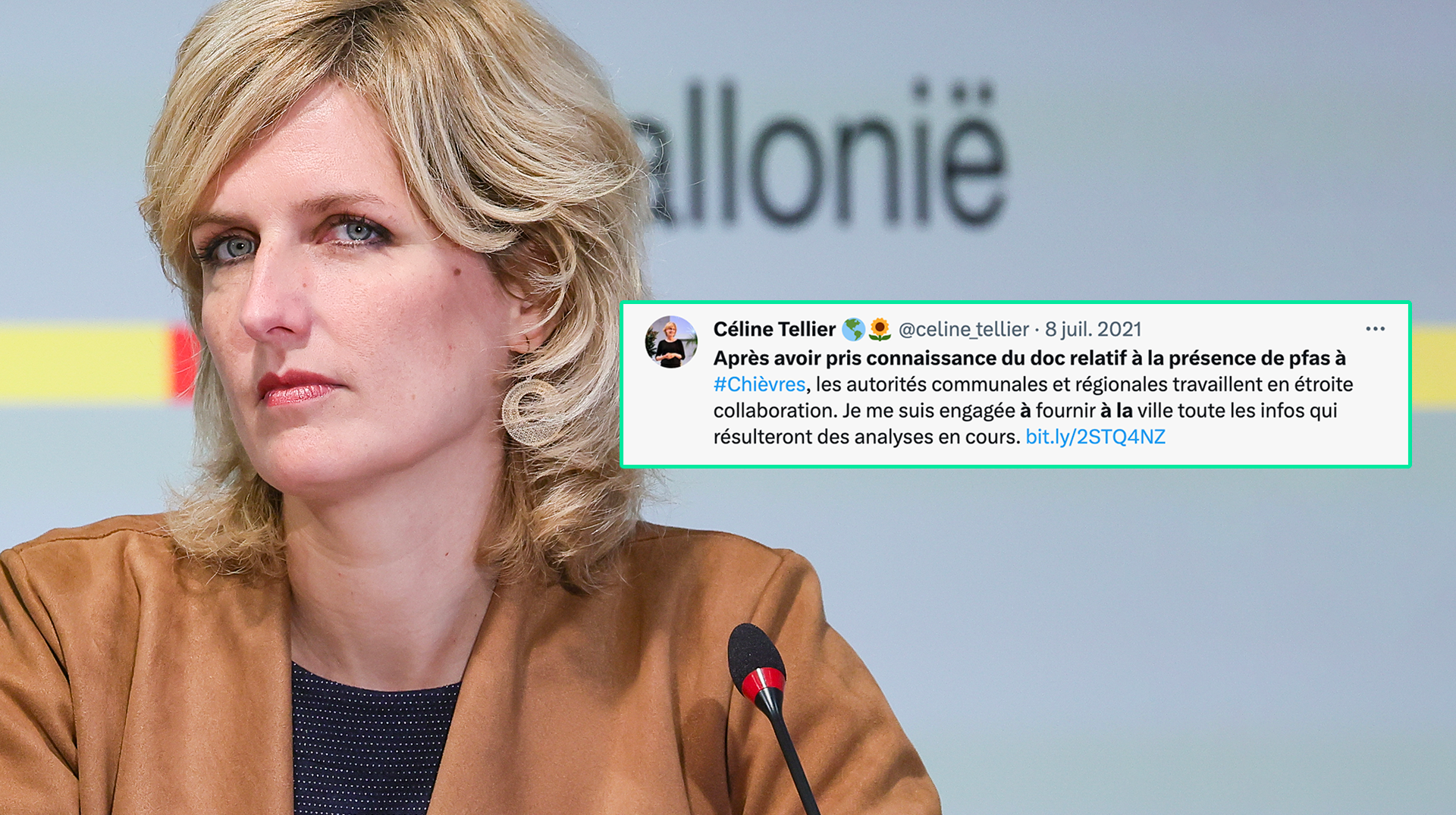 «Après avoir pris connaissance du doc relatif à la présence de PFAS à Chièvres» : ce tweet de 2021 de Céline Tellier va-t-il entraîner sa démission ?