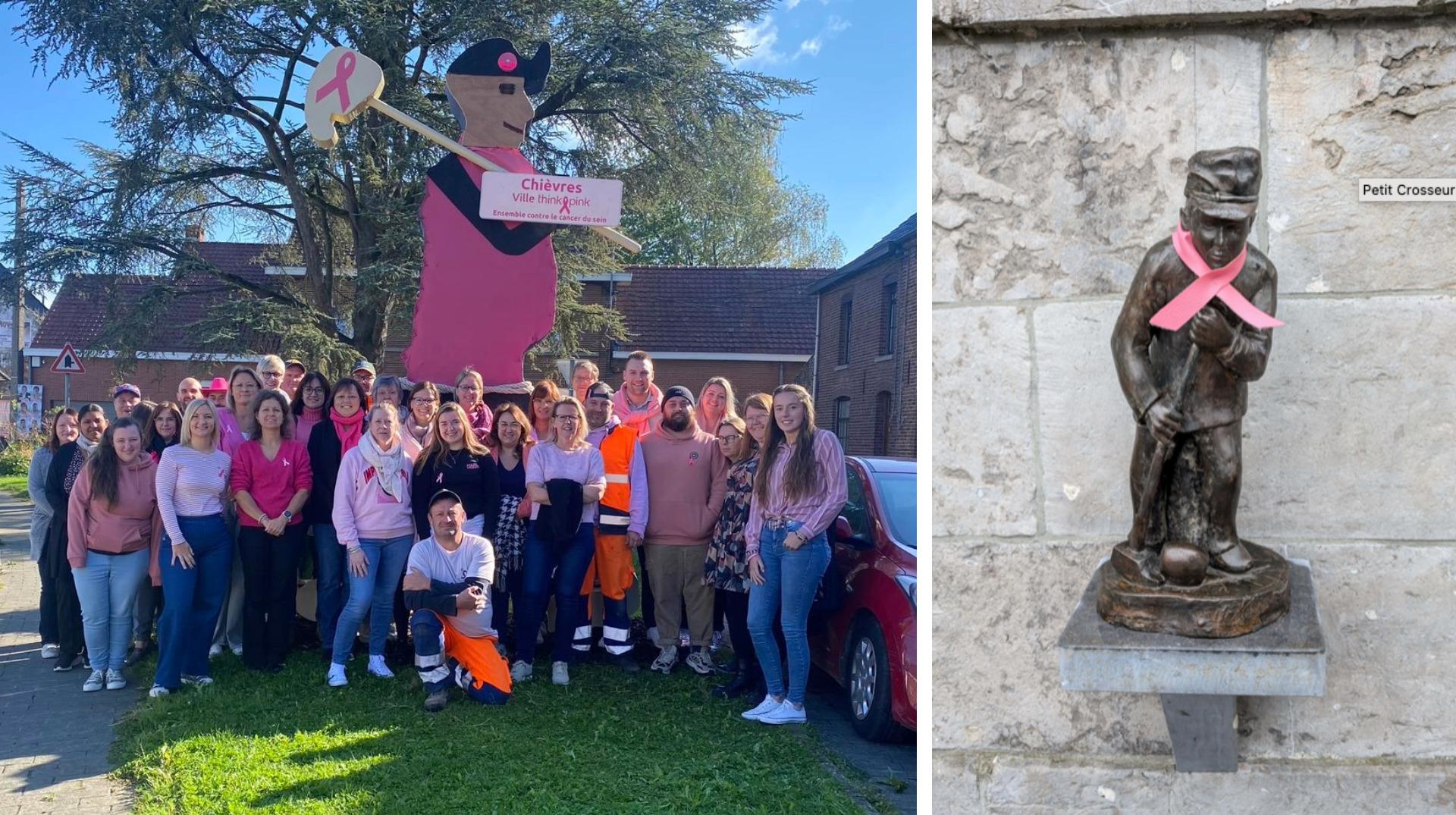 Le personnel communal de la ville de Chièvres se pare d'une touche de rose pour soutenir la lutte contre le cancer du sein