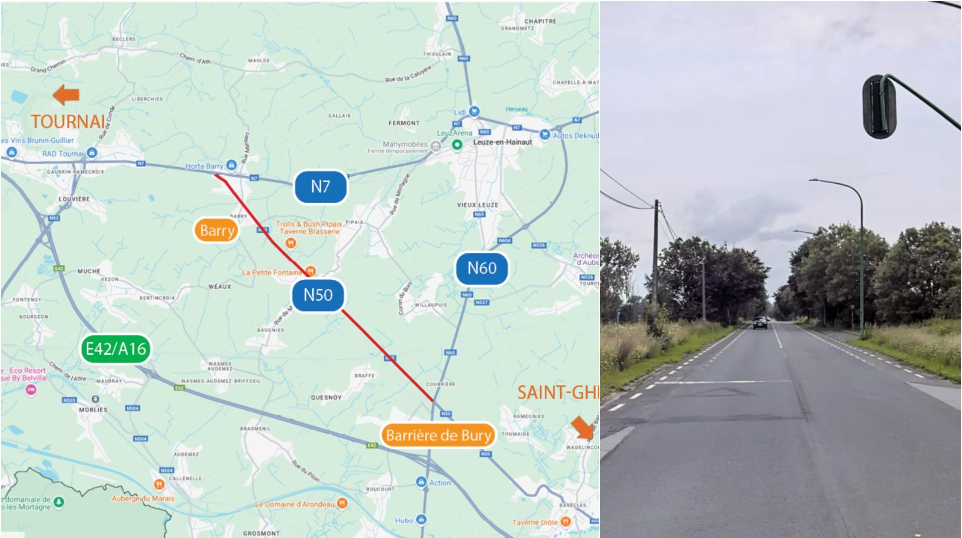 Travaux sur la N50 : la route mise en sens unique pendant 3 mois en direction de la Barrière de Bury