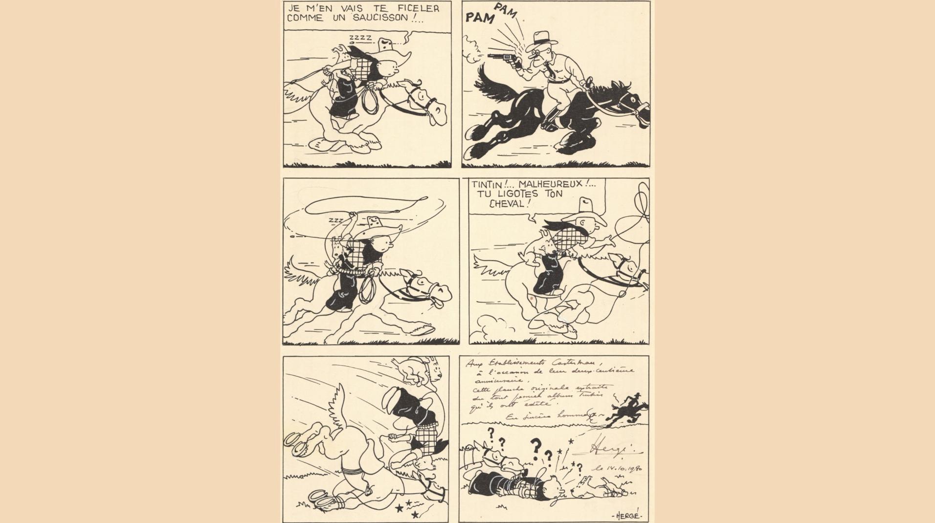 Une planche historique de «Tintin en Amérique» présentée à la BRAFA