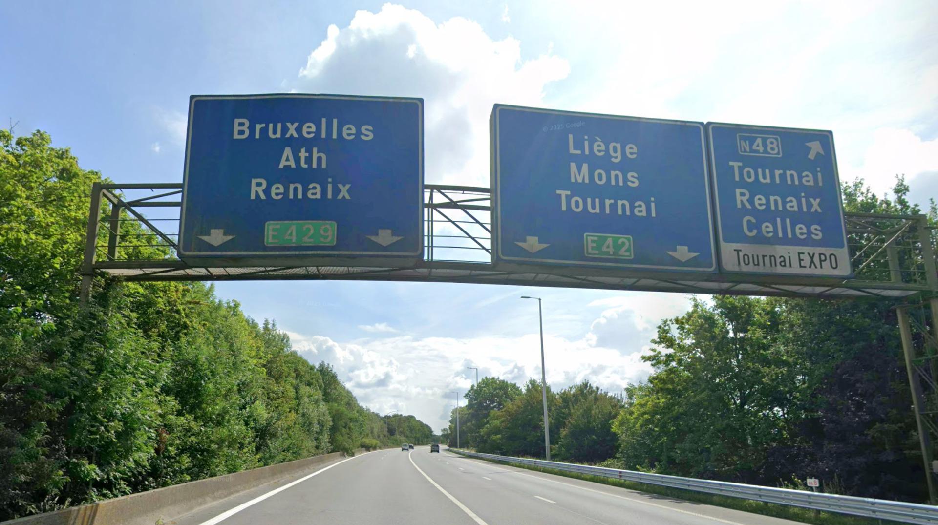 La bretelle d'accès à l'A8 vers Bruxelles en venant de Lille fermée à la circulation