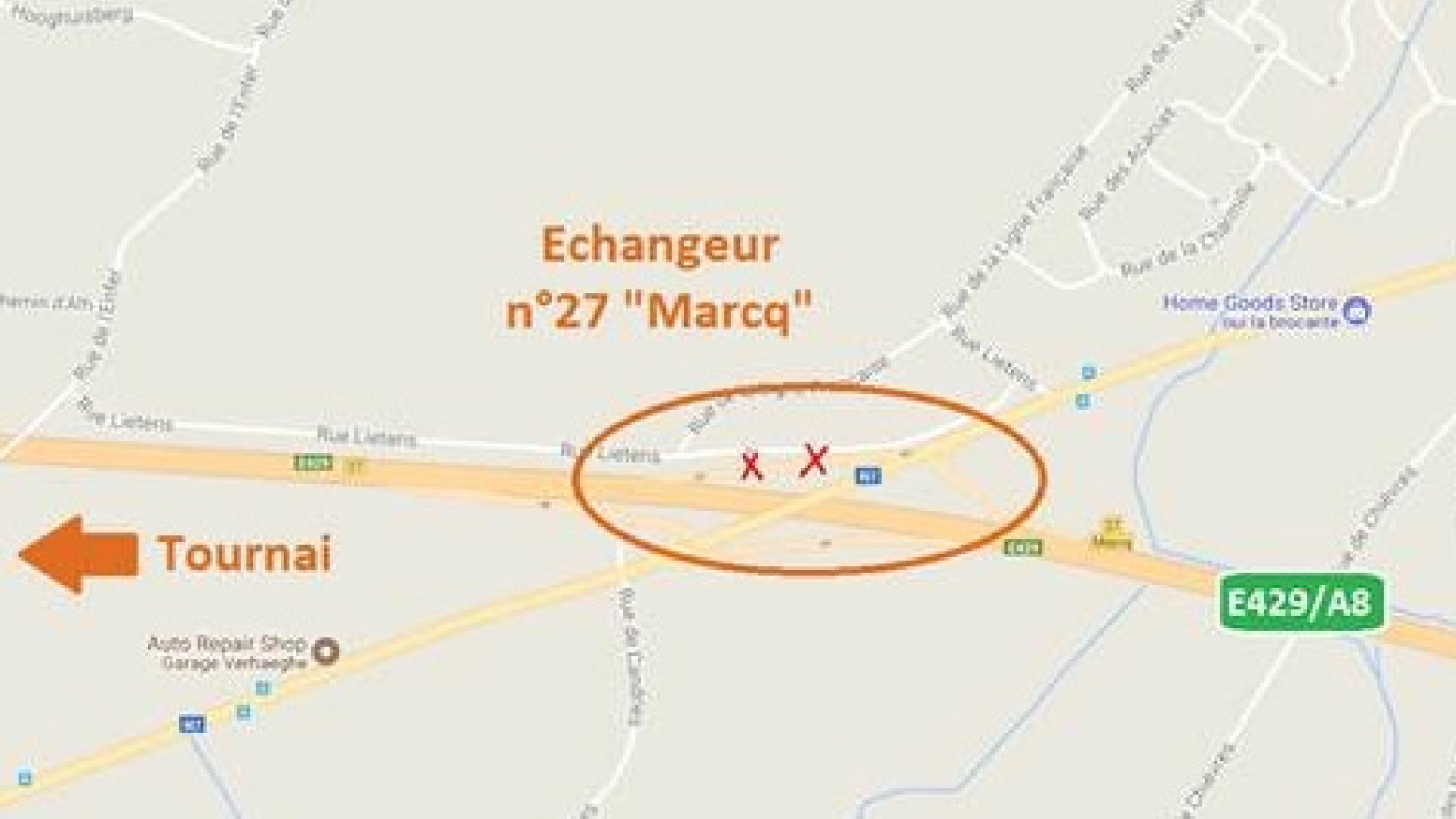 E429: la bretelle d'accès «Marcq» vers Tournai fermée ce vendredi