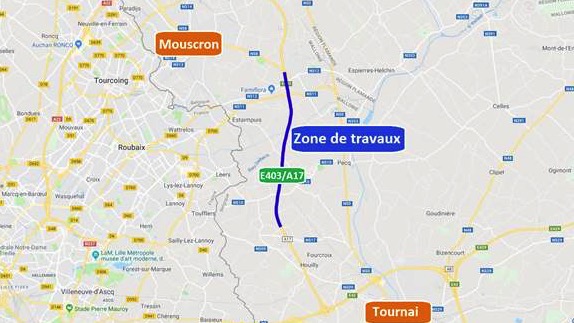 E403: un mois de travaux entre Tournai et Mouscron