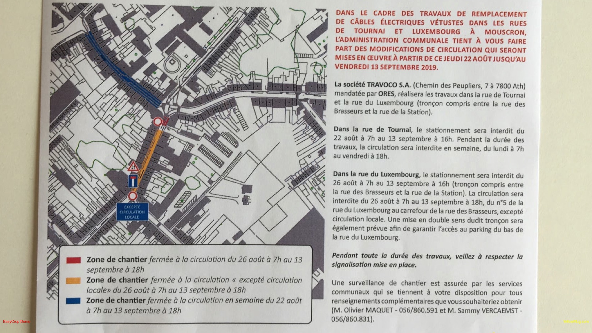 Mouscron: les rues de Tournai et du Luxembourg fermées pour la rentrée