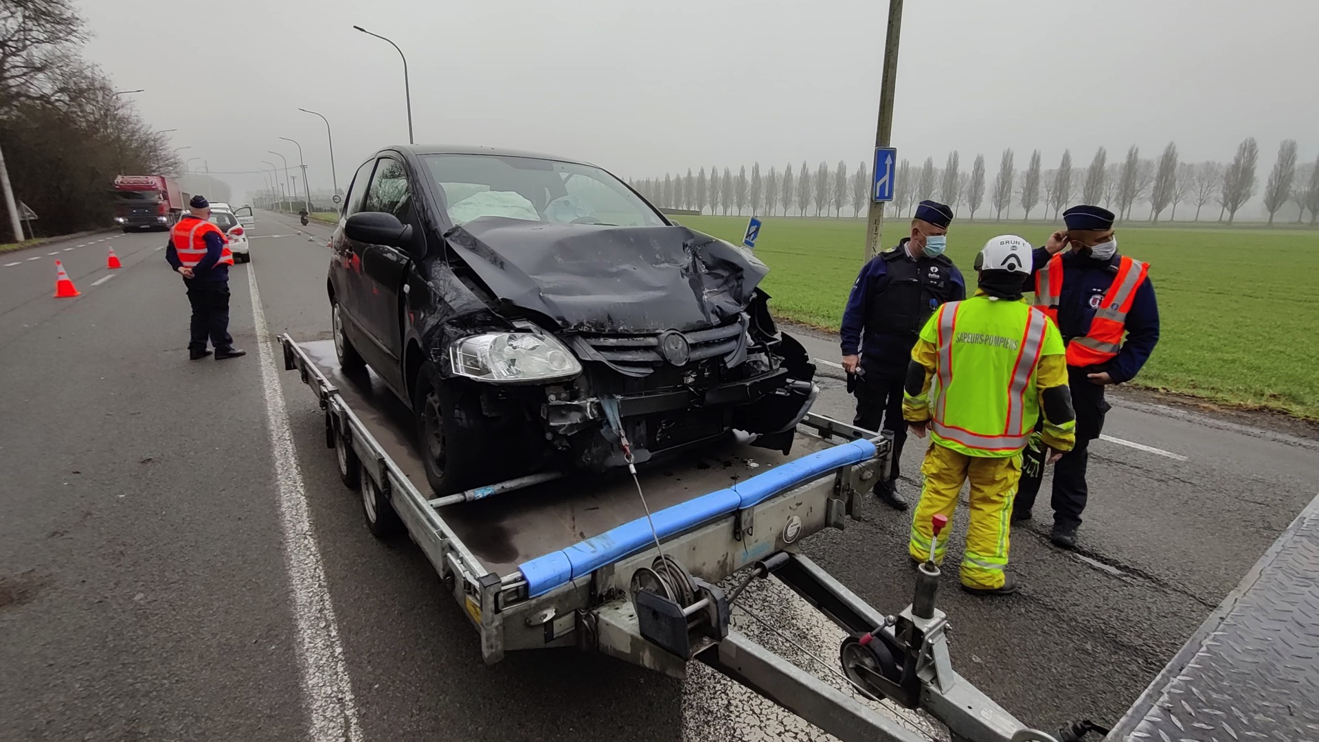 Un accident impliquant trois véhicules fait deux blessés légers sur la N50 à Pecq